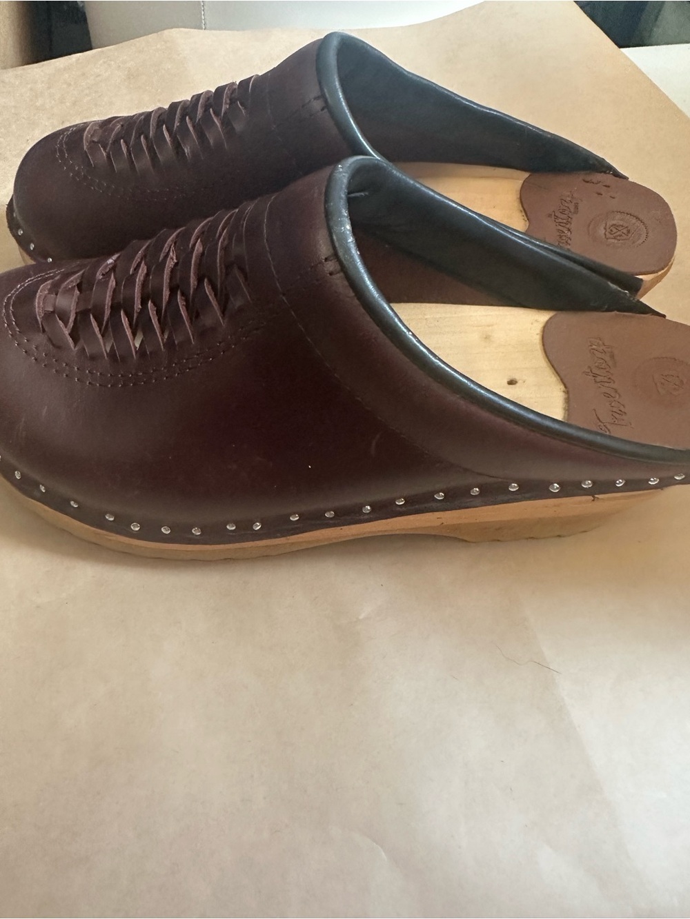 Women's Troentorp Bordeaux Leather Slip-On Clog Loafers
